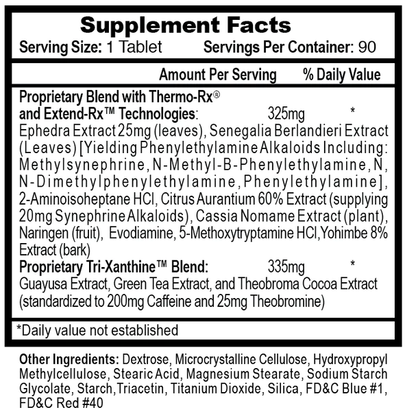 Lipodrene Hardcore Htp Pharmaceuticals 90 pastillas