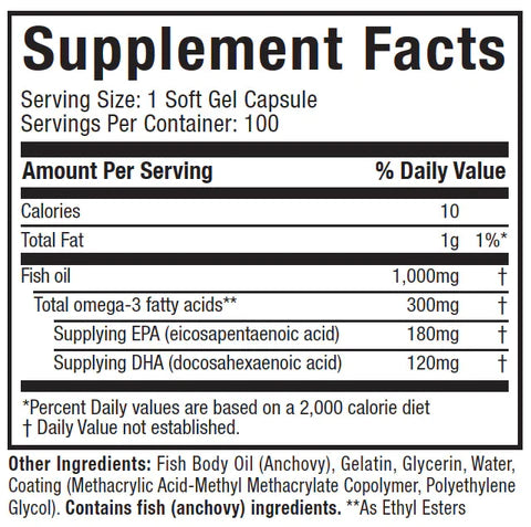 100% Fish oil (omega 3) Muscletech 100 pastillas